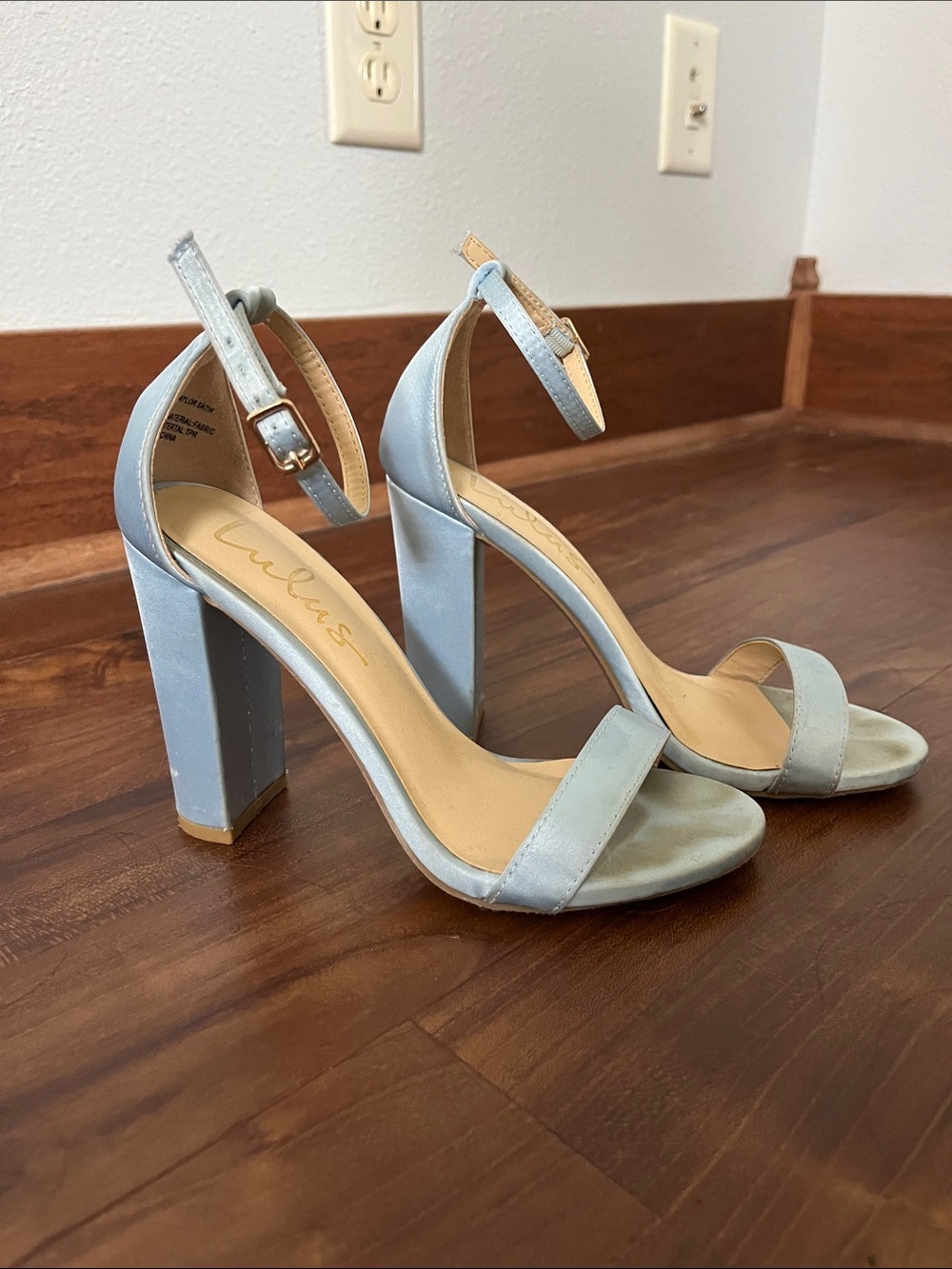 Lulu's Light Blue Block Heel Ankle Strap Sandals
